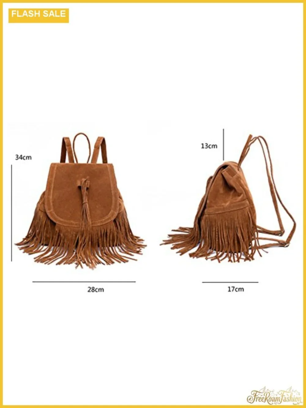 Women's Suede Fringed Tassel PU Leather Backpack Purse Travel Daypack Shoulder